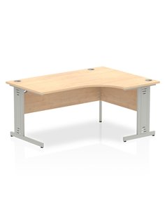 Dynamic Impulse 1600mm Right Crescent Office Desk Maple Top Silver Cable Managed Leg I000530