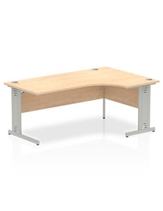Dynamic Impulse 1800mm Right Crescent Office Desk Maple Top Silver Cable Managed Leg I000532