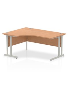 Dynamic Impulse 1600mm Left Crescent Office Desk Oak Top Silver Cantilever Leg I000822