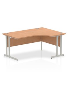 Dynamic Impulse 1600mm Right Crescent Office Desk Oak Top Silver Cantilever Leg I000823