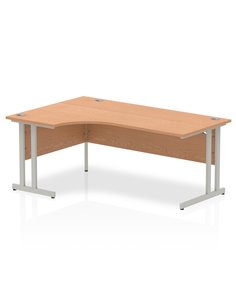 Dynamic Impulse 1800mm Left Crescent Office Desk Oak Top Silver Cantilever Leg I000824