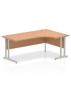 Dynamic Impulse 1800mm Right Crescent Office Desk Oak Top Silver Cantilever Leg I000825