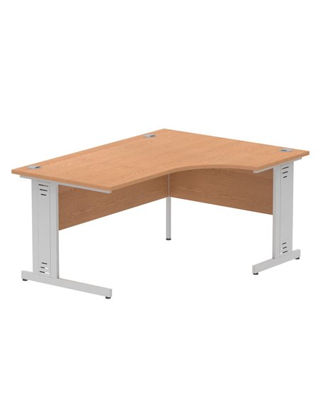 Dynamic Impulse 1600mm Left Crescent Office Desk Oak Top Silver Cable Managed Leg I000863 - pic 74936 | FastDaddyshop