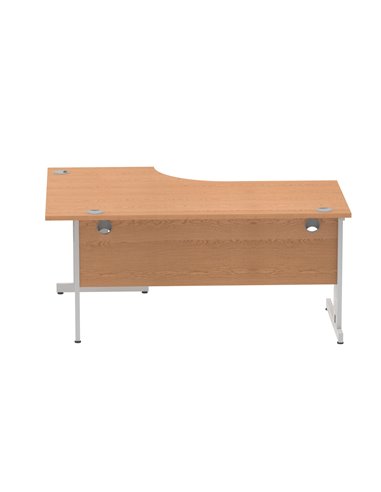 Dynamic Impulse 1600mm Left Crescent Office Desk Oak Top Silver Cable Managed Leg I000863