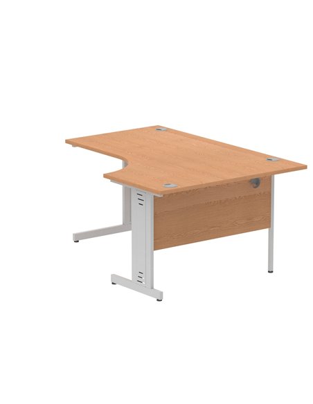 Dynamic Impulse 1600mm Left Crescent Office Desk Oak Top Silver Cable Managed Leg I000863 - pic 74942 | FastDaddyshop