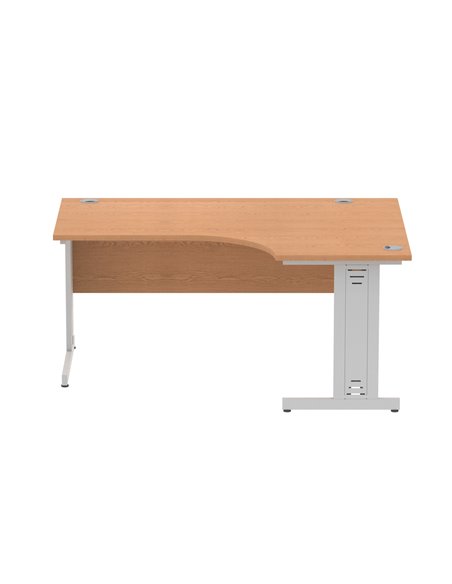 Dynamic Impulse 1600mm Left Crescent Office Desk Oak Top Silver Cable Managed Leg I000863 - pic 74943 | FastDaddyshop
