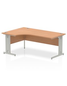 Dynamic Impulse 1800mm Left Crescent Office Desk Oak Top Silver Cable Managed Leg I000865