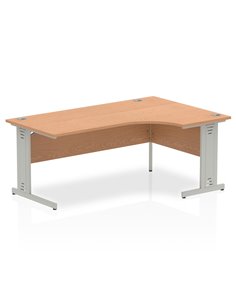 Dynamic Impulse 1800mm Right Crescent Office Desk Oak Top Silver Cable Managed Leg I000866