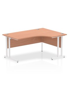 Dynamic Impulse 1600mm Right Crescent Office Desk Beech Top White Cantilever Leg I001876