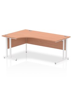 Dynamic Impulse 1800mm Left Crescent Office Desk Beech Top White Cantilever Leg I001877