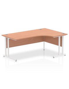Dynamic Impulse 1800mm Right Crescent Office Desk Beech Top White Cantilever Leg I001878