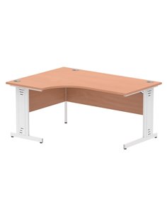 Dynamic Impulse 1600mm Left Crescent Office Desk Beech Top White Cable Managed Leg I001879