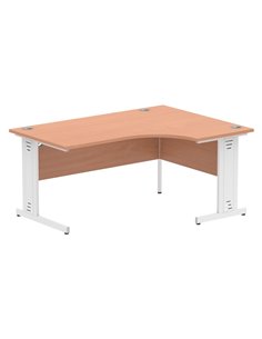 Dynamic Impulse 1600mm Right Crescent Office Desk Beech Top White Cable Managed Leg I001880