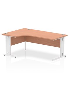 Dynamic Impulse 1800mm Left Crescent Office Desk Beech Top White Cable Managed Leg I001881