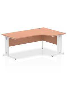 Dynamic Impulse 1800mm Right Crescent Office Desk Beech Top White Cable Managed Leg I001882