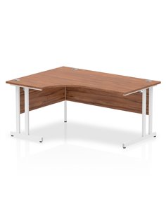 Dynamic Impulse 1600mm Left Crescent Office Desk Walnut Top White Cantilever Leg I002134