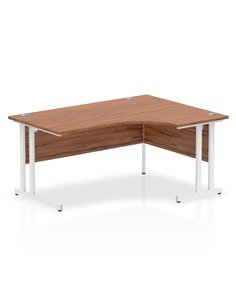 Dynamic Impulse 1600mm Right Crescent Office Desk Walnut Top White Cantilever Leg I002135