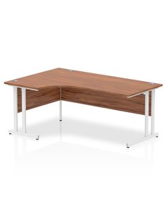 Dynamic Impulse 1800mm Left Crescent Office Desk Walnut Top White Cantilever Leg I002136