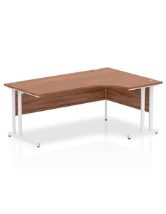 Dynamic Impulse 1800mm Right Crescent Office Desk Walnut Top White Cantilever Leg I002137