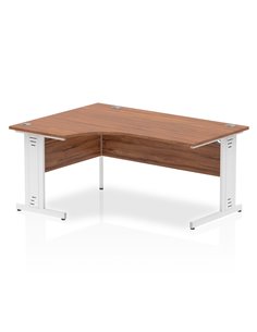 Dynamic Impulse 1600mm Left Crescent Office Desk Walnut Top White Cable Managed Leg I002146