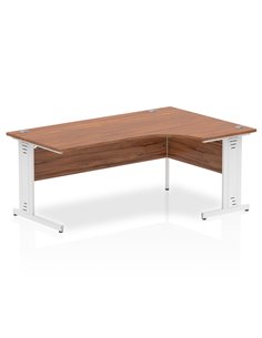 Dynamic Impulse 1800mm Left Crescent Office Desk Walnut Top White Cable Managed Leg I002148