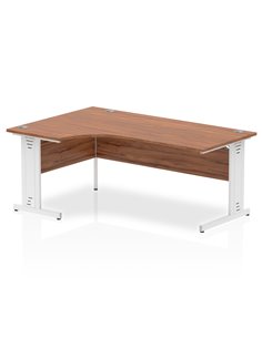 Dynamic Impulse 1800mm Right Crescent Office Desk Walnut Top White Cable Managed Leg I002149