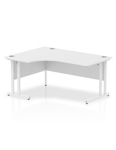 Dynamic Impulse 1600mm Left Crescent Office Desk White Top White Cantilever Leg I002392
