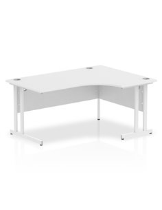 Dynamic Impulse 1600mm Right Crescent Office Desk White Top White Cantilever Leg I002393