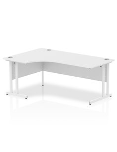 Dynamic Impulse 1800mm Left Crescent Office Desk White Top White Cantilever Leg I002394