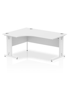 Dynamic Impulse 1600mm Left Crescent Office Desk White Top White Cable Managed Leg I002396