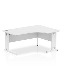 Dynamic Impulse 1600mm Right Crescent Office Desk White Top White Cable Managed Leg I002397