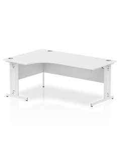 Dynamic Impulse 1800mm Left Crescent Office Desk White Top White Cable Managed Leg I002398