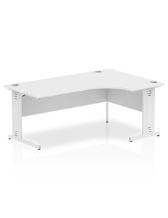 Dynamic Impulse 1800mm Right Crescent Office Desk White Top White Cable Managed Leg I002399