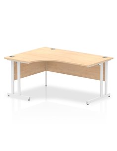 Dynamic Impulse 1600mm Left Crescent Office Desk Maple Top White Cantilever Leg I002618