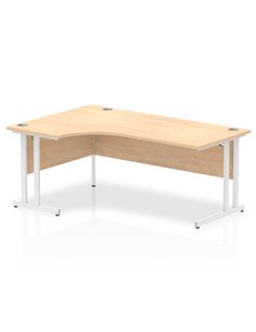 Dynamic Impulse 1800mm Left Crescent Office Desk Maple Top White Cantilever Leg I002620