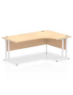 Dynamic Impulse 1800mm Right Crescent Office Desk Maple Top White Cantilever Leg I002621