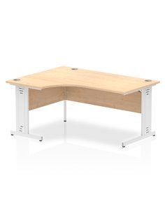 Dynamic Impulse 1600mm Left Crescent Office Desk Maple Top White Cable Managed Leg I002622