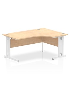Dynamic Impulse 1600mm Right Crescent Office Desk Maple Top White Cable Managed Leg I002623