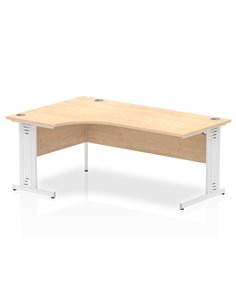 Dynamic Impulse 1800mm Left Crescent Office Desk Maple Top White Cable Managed Leg I002624