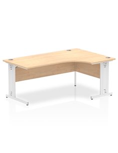 Dynamic Impulse 1800mm Right Crescent Office Desk Maple Top White Cable Managed Leg I002625