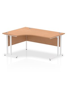 Dynamic Impulse 1600mm Left Crescent Office Desk Oak Top White Cantilever Leg I002844