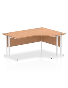 Dynamic Impulse 1600mm Right Crescent Office Desk Oak Top White Cantilever Leg I002845