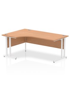 Dynamic Impulse 1800mm Left Crescent Office Desk Oak Top White Cantilever Leg I002846