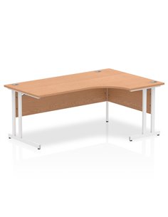 Dynamic Impulse 1800mm Right Crescent Office Desk Oak Top White Cantilever Leg I002847