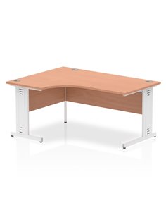 Dynamic Impulse 1600mm Right Crescent Office Desk Oak Top White Cable Managed Leg I002849