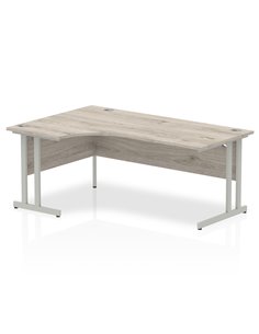 Dynamic Impulse 1800mm Left Crescent Office Desk Grey Oak Top Silver Cantilever Leg I003134