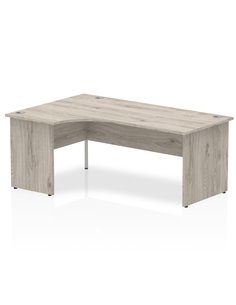 Dynamic Impulse 1800mm Left Crescent Office Desk Grey Oak Top Panel End Leg I003139