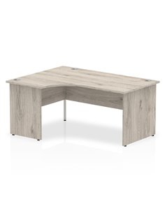 Dynamic Impulse 1600mm Left Crescent Office Desk Grey Oak Top Panel End Leg I003141