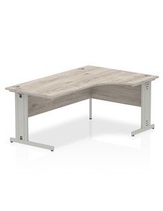 Dynamic Impulse 1800mm Right Crescent Office Desk Grey Oak Top Silver Cable Managed Leg I003144