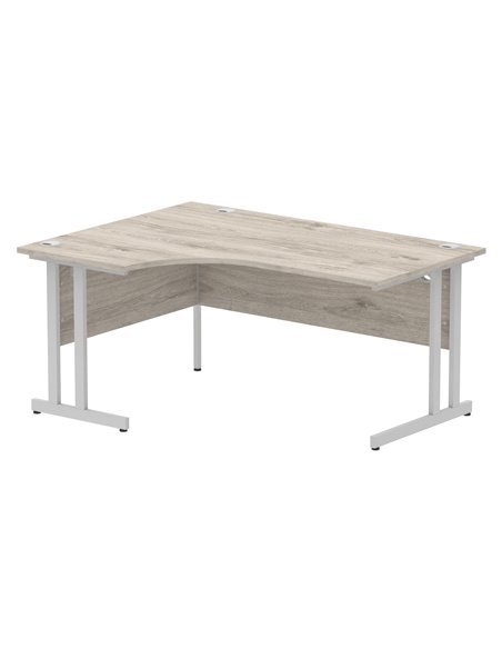 Dynamic Impulse 1600mm Left Crescent Office Desk Grey Oak Top Silver Cable Managed Leg I003145 - pic 74998 | FastDaddyshop